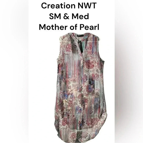 Creation Other - CREATION SM&MED colorful floral sheer gauze beach cover  maxi dress.sleeveless